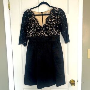 Eliza J Fit & Flare Dress Size 6P Womans Black Lace Overlay